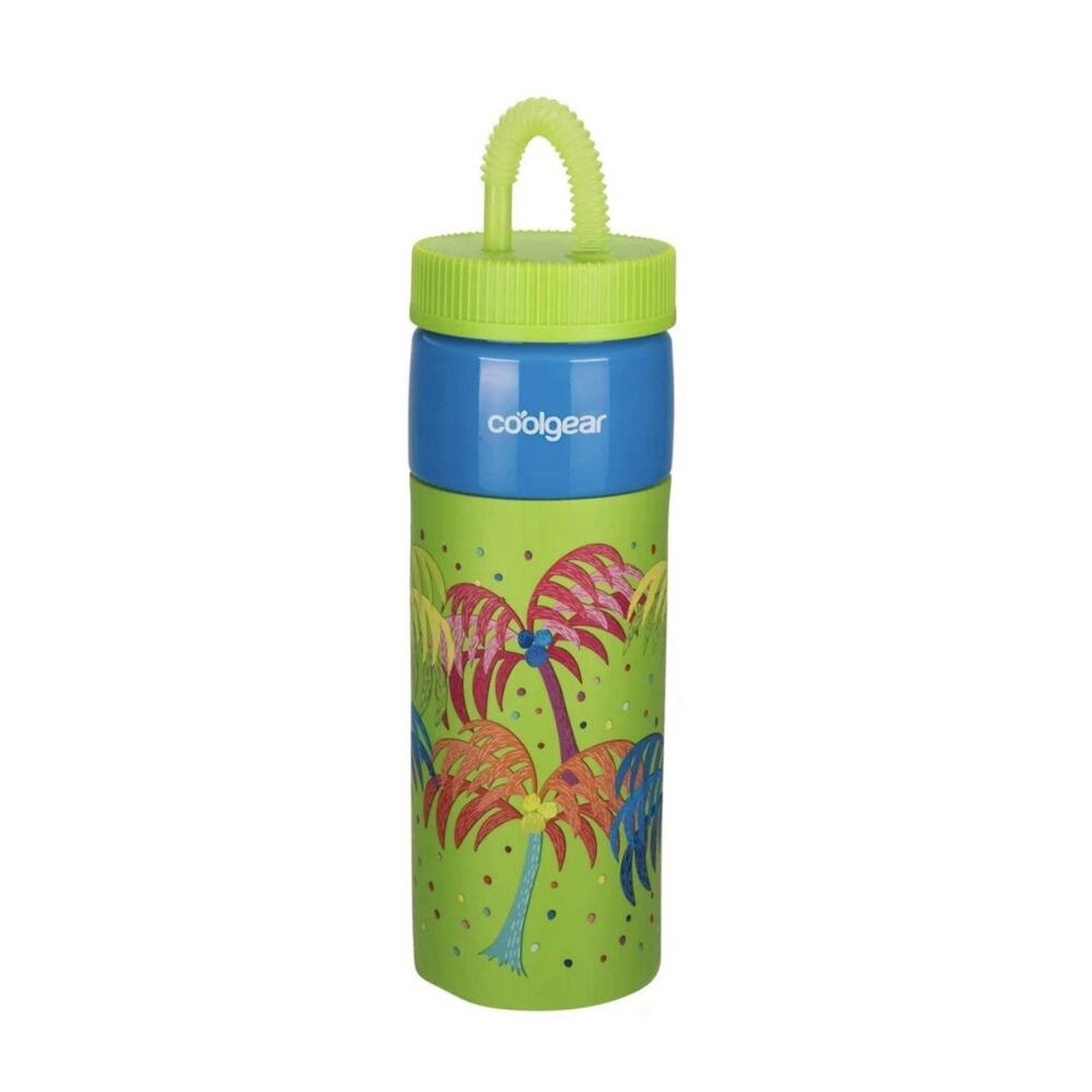 Cool Gear 24 oz Plastic Retro Foam Grip Water Bottle Palms Green